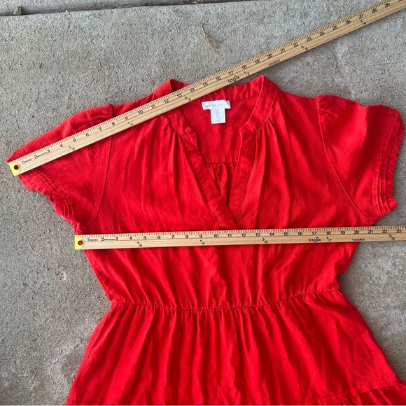 Cynthia Rowley Red Tiered Linen Midi Dress - Picture 7 of 8